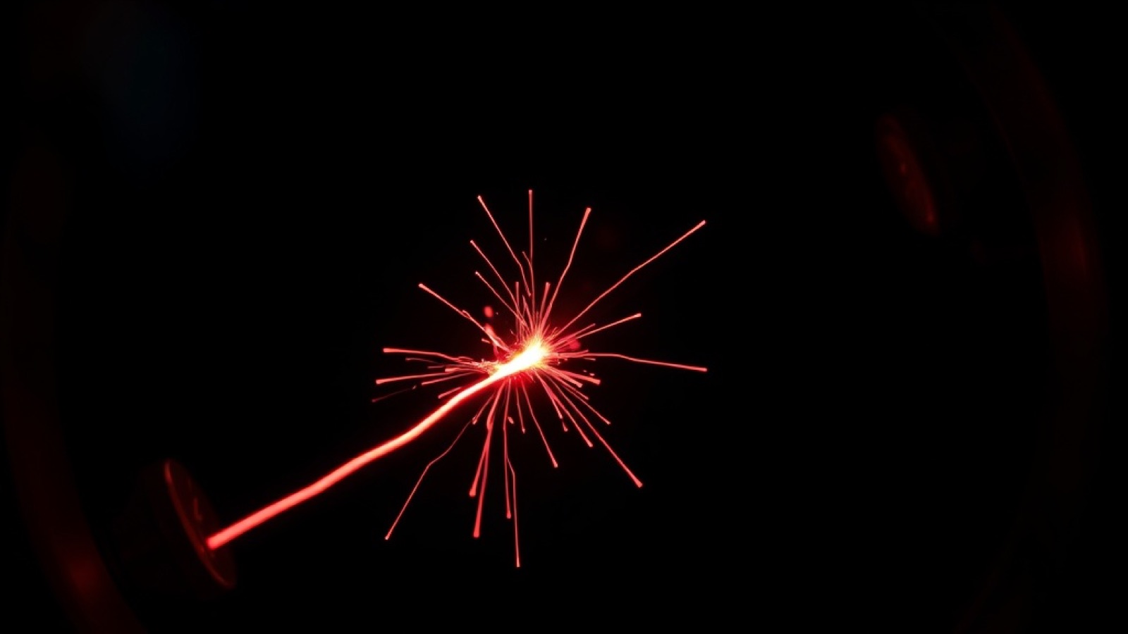 EDM spark cutting through metal