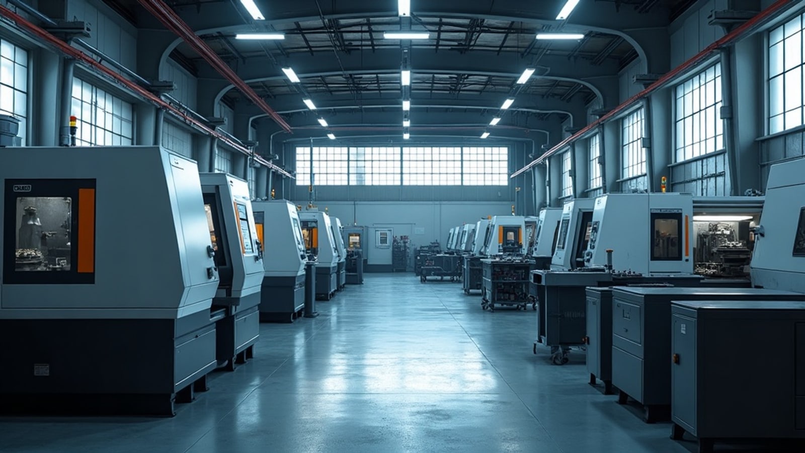 CNC machine shop floor in León, Mexico
